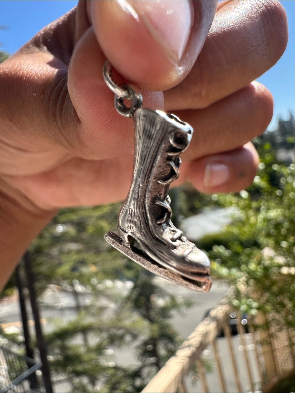 925 Sterling Silver Ice Skate Charm Pendant - Silver